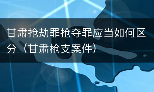 甘肃抢劫罪抢夺罪应当如何区分（甘肃枪支案件）