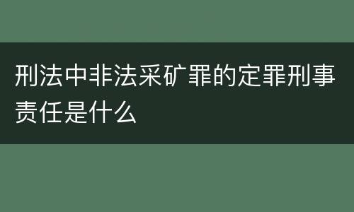 刑法中非法采矿罪的定罪刑事责任是什么