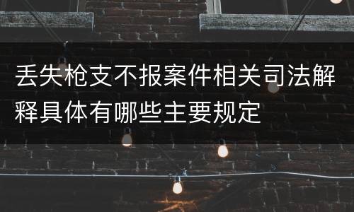 丢失枪支不报案件相关司法解释具体有哪些主要规定