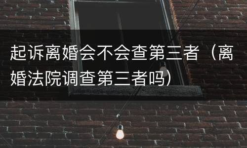 起诉离婚会不会查第三者（离婚法院调查第三者吗）
