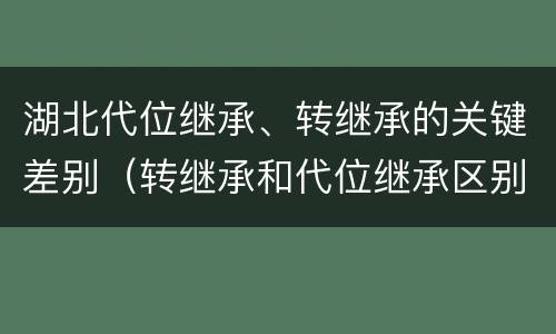 湖北代位继承、转继承的关键差别（转继承和代位继承区别）