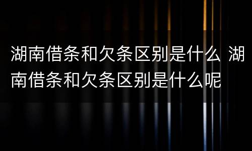 湖南借条和欠条区别是什么 湖南借条和欠条区别是什么呢