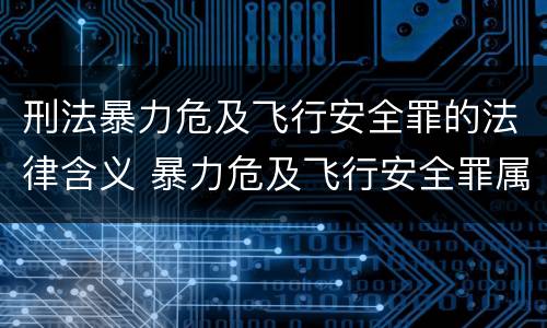 刑法暴力危及飞行安全罪的法律含义 暴力危及飞行安全罪属于什么犯