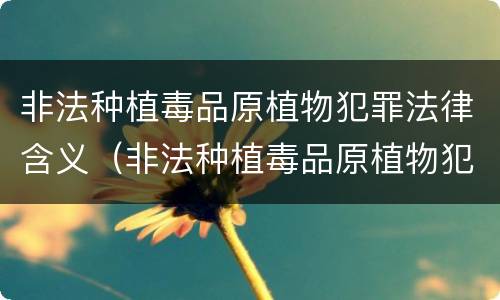 非法种植毒品原植物犯罪法律含义（非法种植毒品原植物犯罪法律含义是）