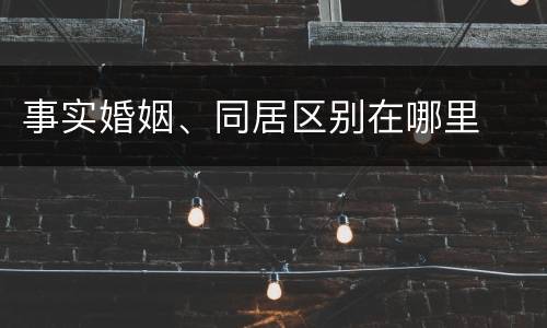 事实婚姻、同居区别在哪里