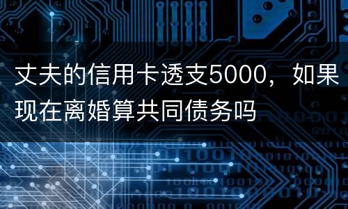 丈夫的信用卡透支5000，如果现在离婚算共同债务吗