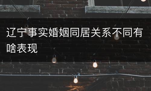 辽宁事实婚姻同居关系不同有啥表现