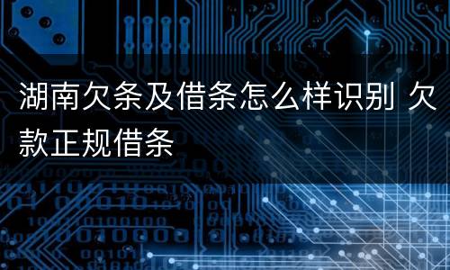 湖南欠条及借条怎么样识别 欠款正规借条