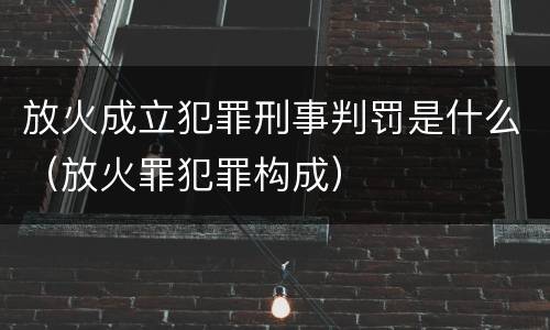 放火成立犯罪刑事判罚是什么（放火罪犯罪构成）