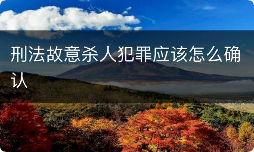 刑法故意杀人犯罪应该怎么确认