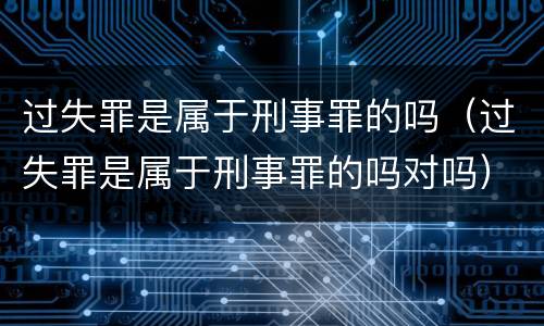 过失罪是属于刑事罪的吗（过失罪是属于刑事罪的吗对吗）