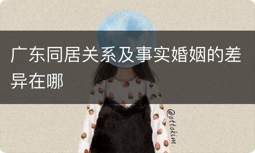 广东同居关系及事实婚姻的差异在哪