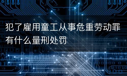 犯了雇用童工从事危重劳动罪有什么量刑处罚