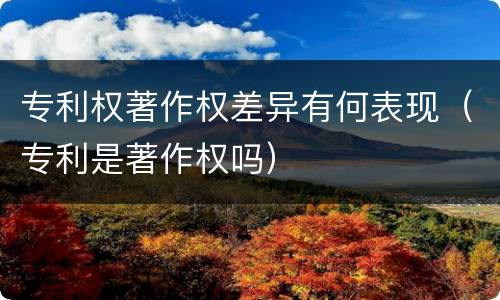 专利权著作权差异有何表现（专利是著作权吗）