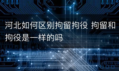 河北如何区别拘留拘役 拘留和拘役是一样的吗