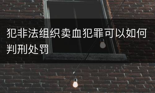 犯非法组织卖血犯罪可以如何判刑处罚