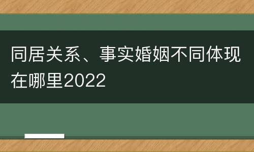 同居关系、事实婚姻不同体现在哪里2022