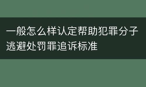 一般怎么样认定帮助犯罪分子逃避处罚罪追诉标准