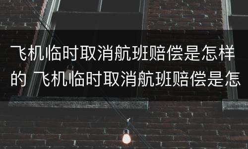 飞机临时取消航班赔偿是怎样的 飞机临时取消航班赔偿是怎样的情况