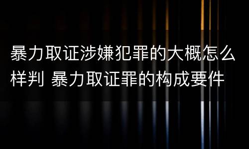 暴力取证涉嫌犯罪的大概怎么样判 暴力取证罪的构成要件