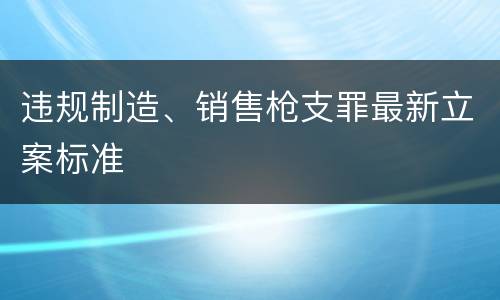 违规制造、销售枪支罪最新立案标准