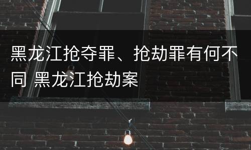 黑龙江抢夺罪、抢劫罪有何不同 黑龙江抢劫案