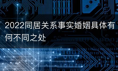 2022同居关系事实婚姻具体有何不同之处