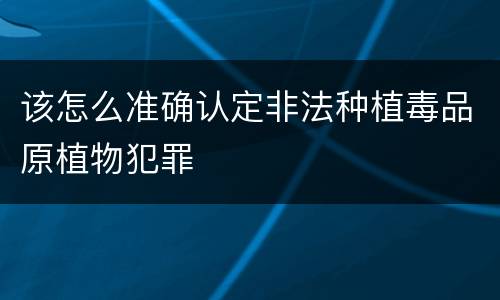 该怎么准确认定非法种植毒品原植物犯罪