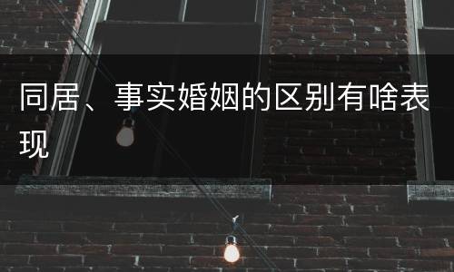 同居、事实婚姻的区别有啥表现
