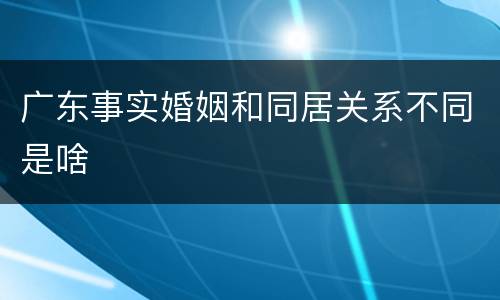 广东事实婚姻和同居关系不同是啥