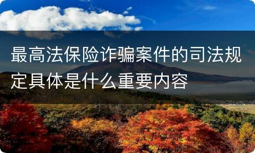最高法保险诈骗案件的司法规定具体是什么重要内容