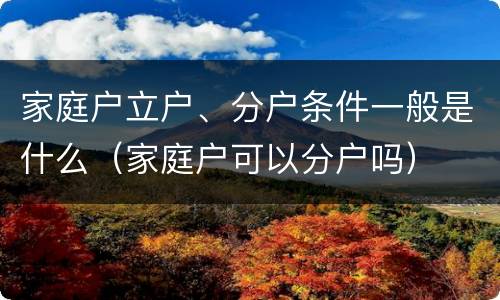 家庭户立户、分户条件一般是什么（家庭户可以分户吗）