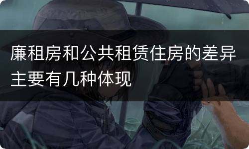 廉租房和公共租赁住房的差异主要有几种体现