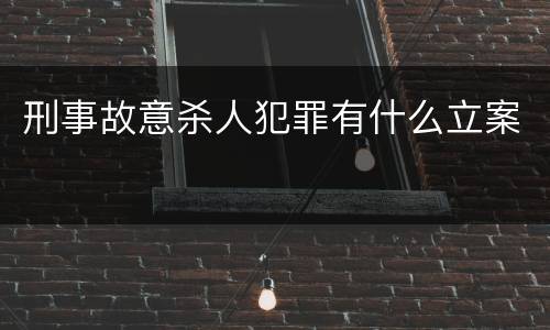 刑事故意杀人犯罪有什么立案