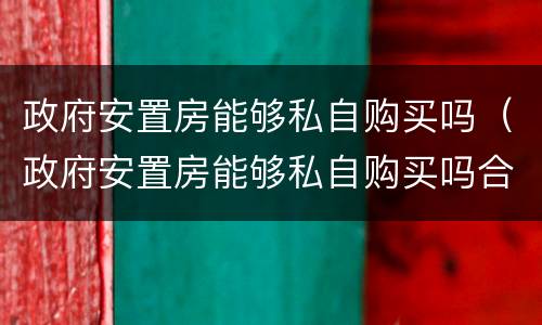 政府安置房能够私自购买吗（政府安置房能够私自购买吗合法吗）