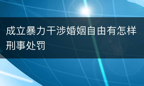 成立暴力干涉婚姻自由有怎样刑事处罚