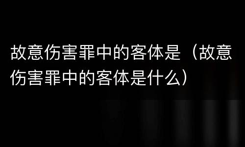 故意伤害罪中的客体是（故意伤害罪中的客体是什么）