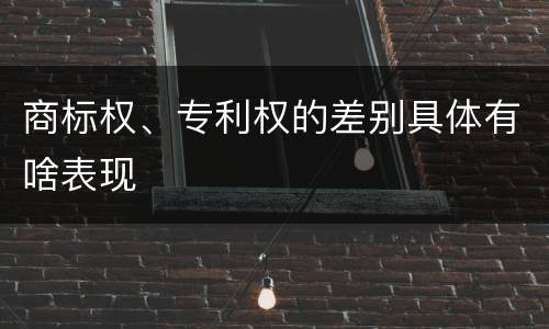 商标权、专利权的差别具体有啥表现