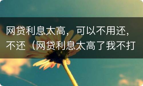 网贷利息太高，可以不用还，不还（网贷利息太高了我不打算还了）