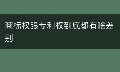 商标权跟专利权到底都有啥差别