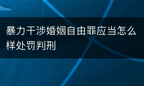 暴力干涉婚姻自由罪应当怎么样处罚判刑
