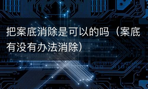 把案底消除是可以的吗（案底有没有办法消除）