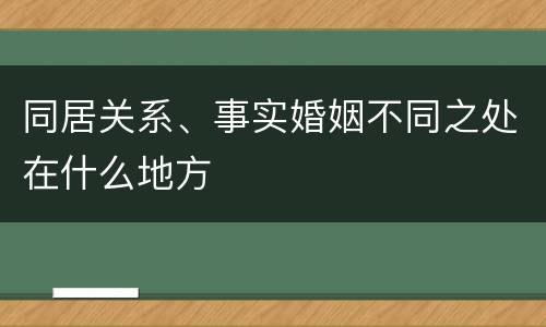 同居关系、事实婚姻不同之处在什么地方