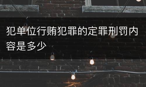 犯单位行贿犯罪的定罪刑罚内容是多少
