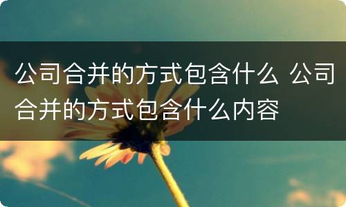 公司合并的方式包含什么 公司合并的方式包含什么内容