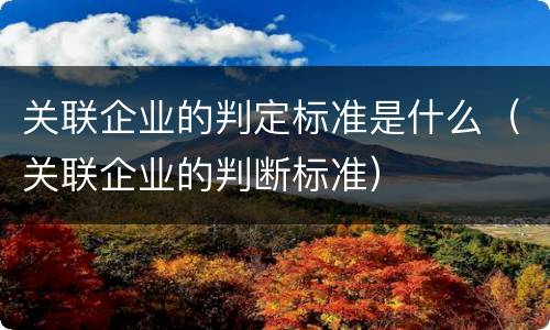 关联企业的判定标准是什么（关联企业的判断标准）