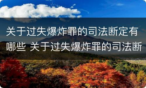 关于过失爆炸罪的司法断定有哪些 关于过失爆炸罪的司法断定有哪些规定