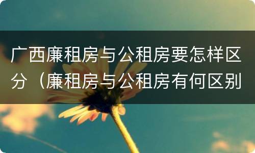 广西廉租房与公租房要怎样区分（廉租房与公租房有何区别）