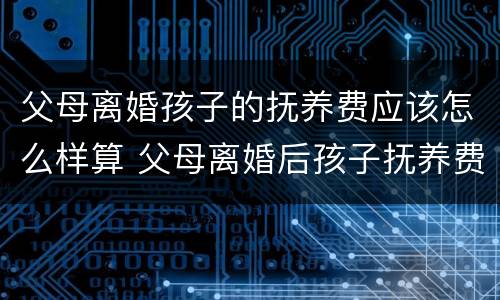 父母离婚孩子的抚养费应该怎么样算 父母离婚后孩子抚养费标准的法律依据