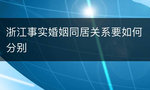 浙江事实婚姻同居关系要如何分别